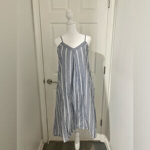 Madewell Stripped white/blue cotton Flowy Dress size Small